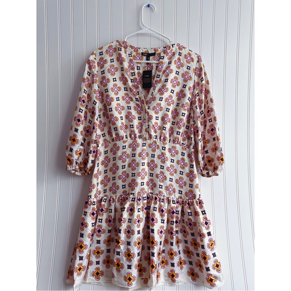 Maje 100% Silk Romea Geometric Printed Mini Dress NWT - Picture 6 of 15